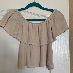 Off the shoulder flounce crop top